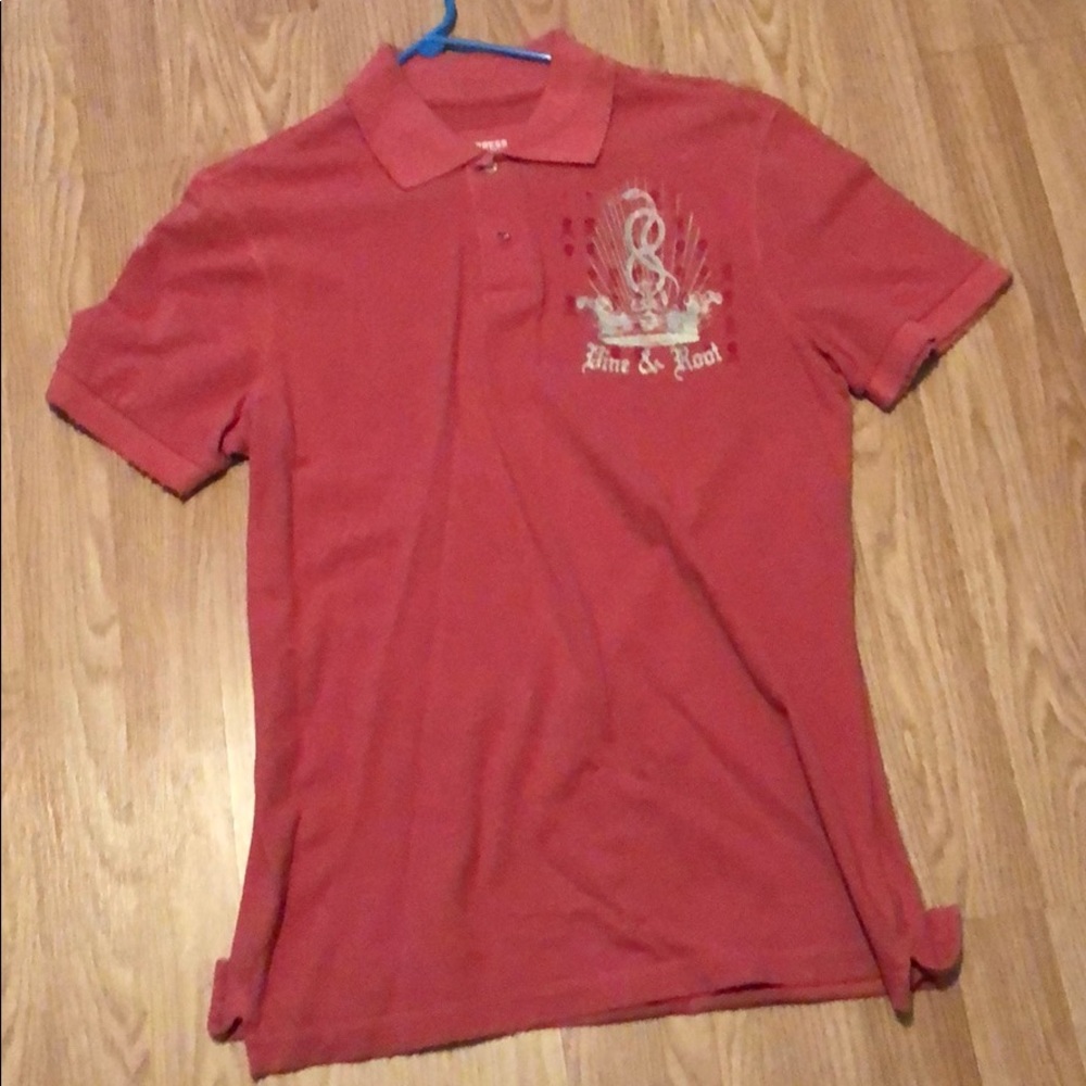 Express distressed coral polo